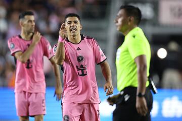 Luis Suarez #9 of Inter Miami reacts during the second half against Monterrey in the quarterfinals of the Concacaf Champions Cup